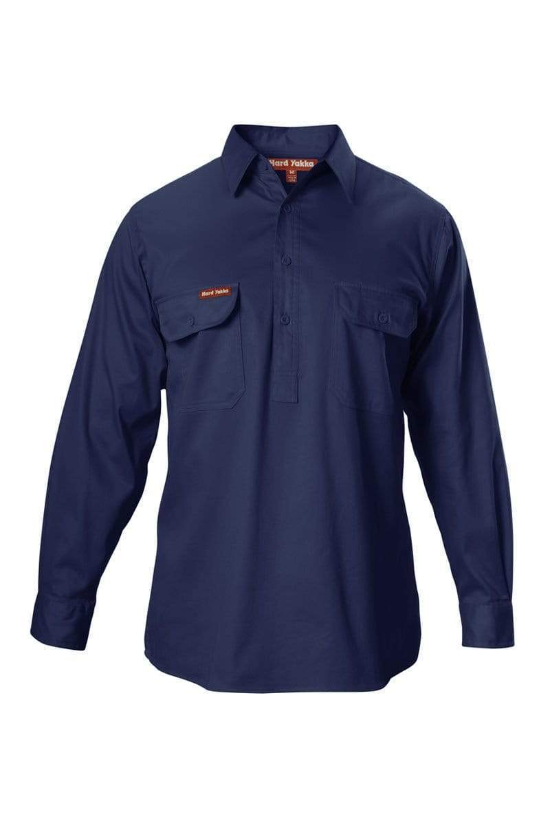 Hard Yakka Long Sleeve Cotton Drill Shirt Y07530 Work Wear Hard Yakka Navy (NAV) S 